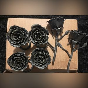 Half Dozen Forged Cast Iron Rose Bouquet Hand Made